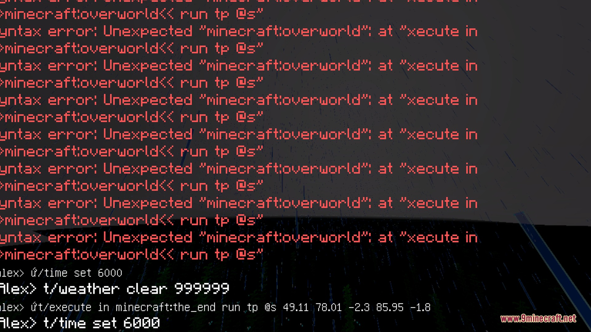 Skylix Visuals Shader Screenshot 10 Player typing commands in the chat while red error messages scroll up