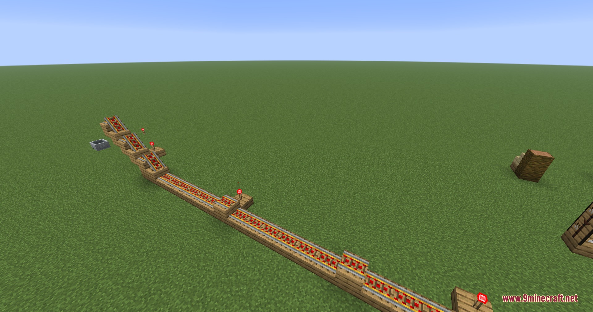 Slabbed Mod Screenshot 8 A long line of powered rails sitting flush on wooden slabs