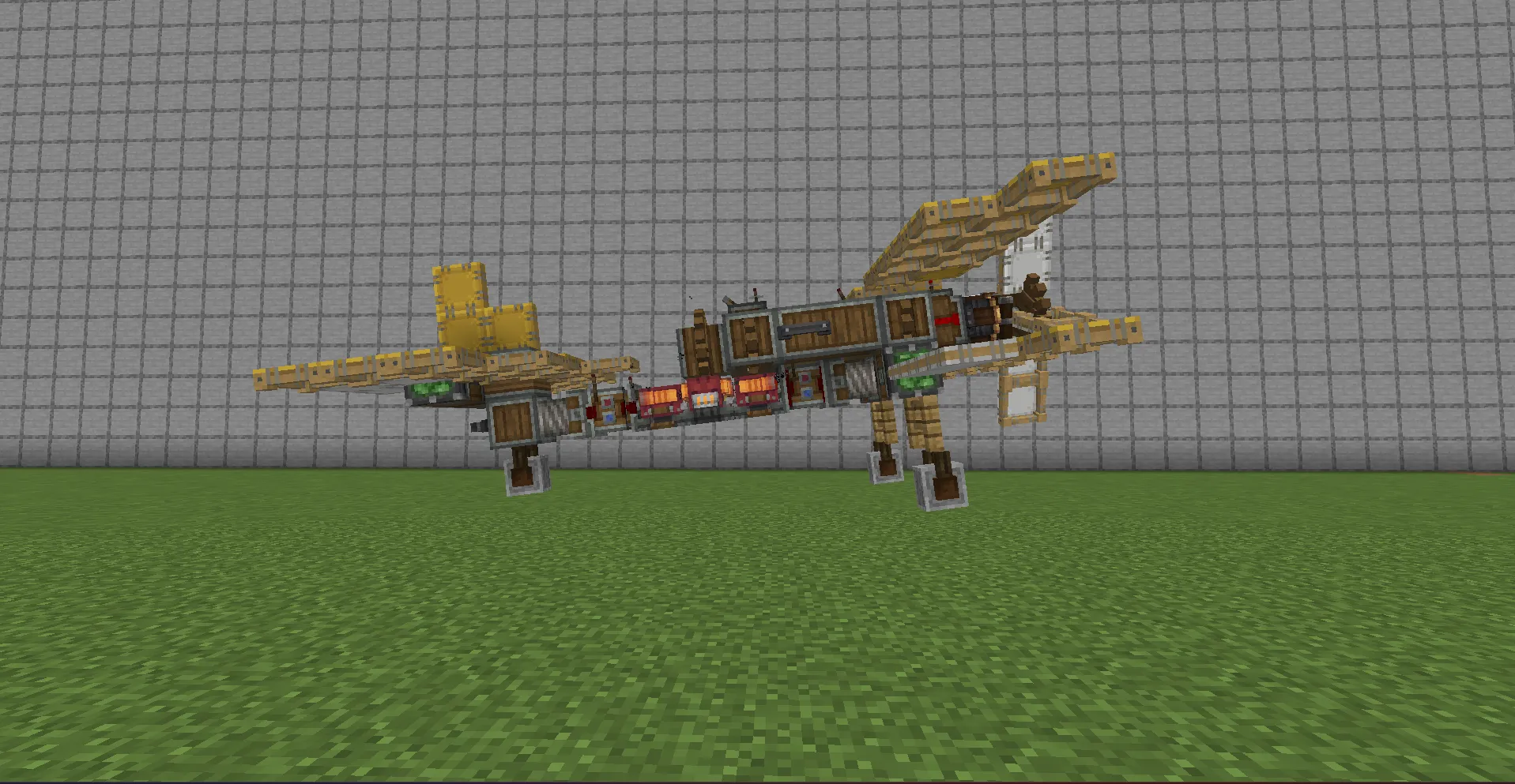 Small Biplane Schematic Screenshots 2 Side view of a small biplane schematic built in a Minecraft world