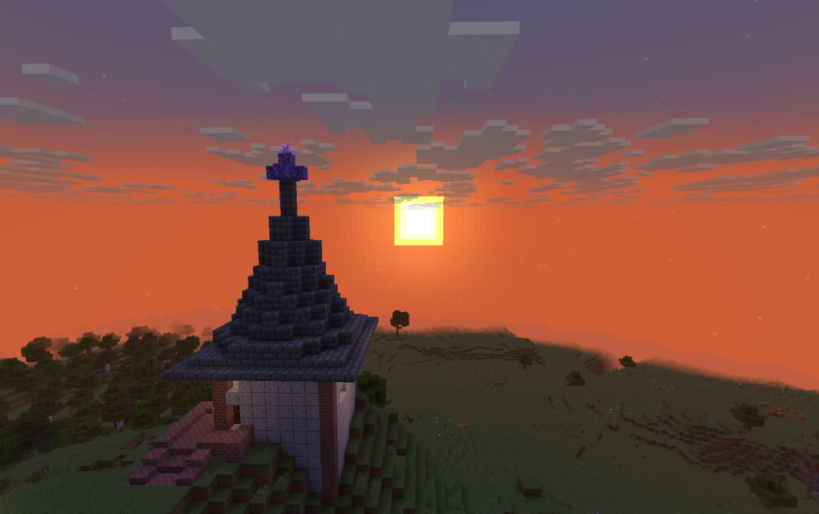 Small Library Tower Schematic Screenshots 1 Small Library Tower Schematic built on a hill during a beautiful sunset