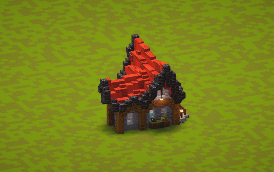 Small Red Cottage Schematic Screenshots 1 Small Red Cottage Schematic with a bright red roof and stone trim