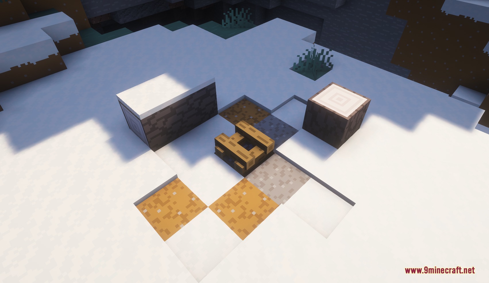 Small Structures Mod Screenshot 1 Small Structures Mod adds a tiny unlit campfire to a snowy biome