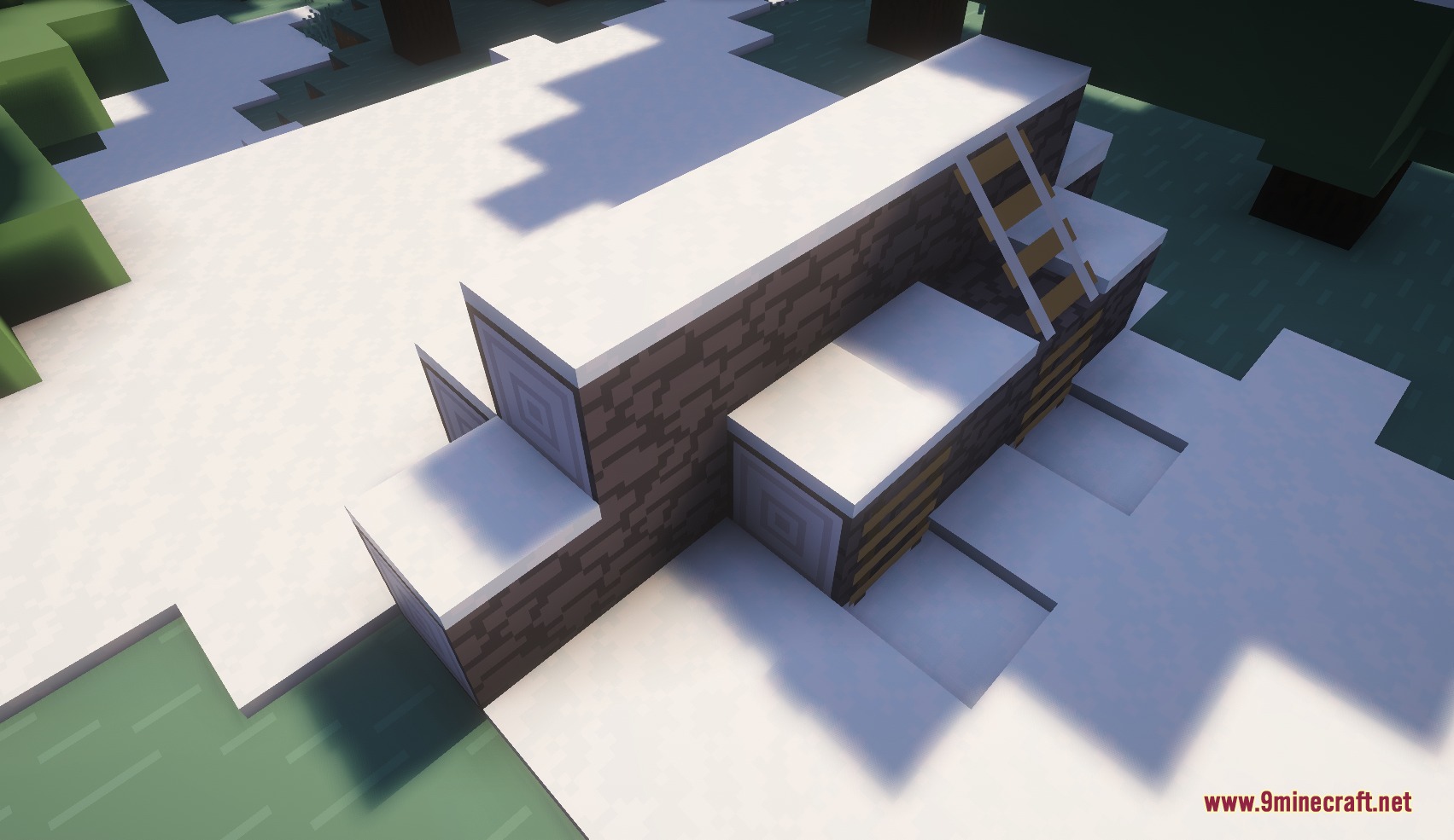 Small Structures Mod Screenshot 4 A tiny snow covered structure with a ladder in a cold winter biome