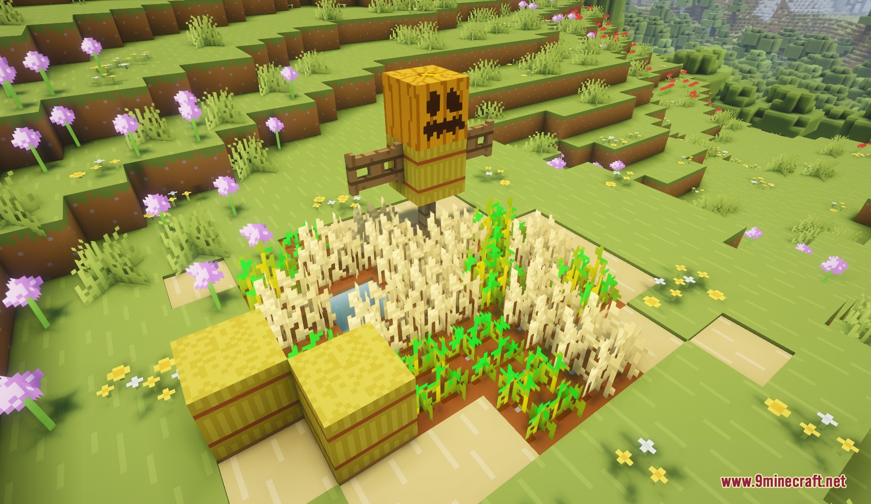 Small Structures Mod Screenshot 8 Small Structures Mod adds a tiny farm with a pumpkin scarecrow in plains