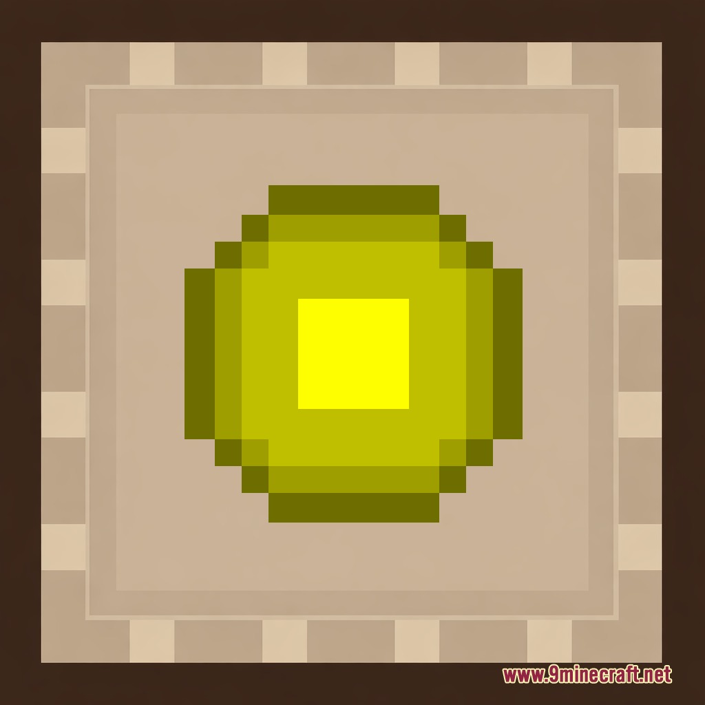 Smart Back Packs Mod Screenshot 3 A golden circular soulbound upgrade item for a Minecraft backpack