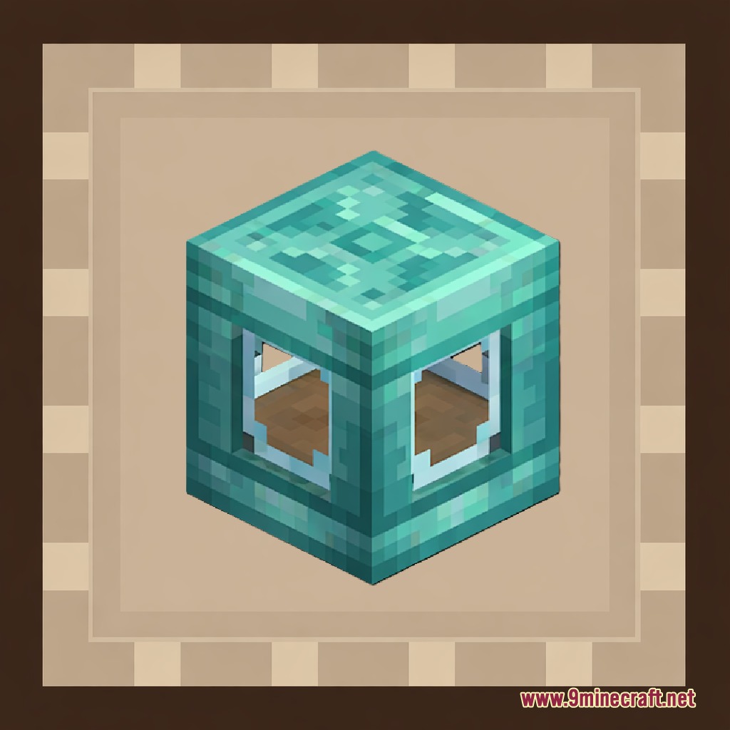Smart Back Packs Mod Screenshot 6 Cyan backpack block placed on the ground from the Smart Back Packs Mod