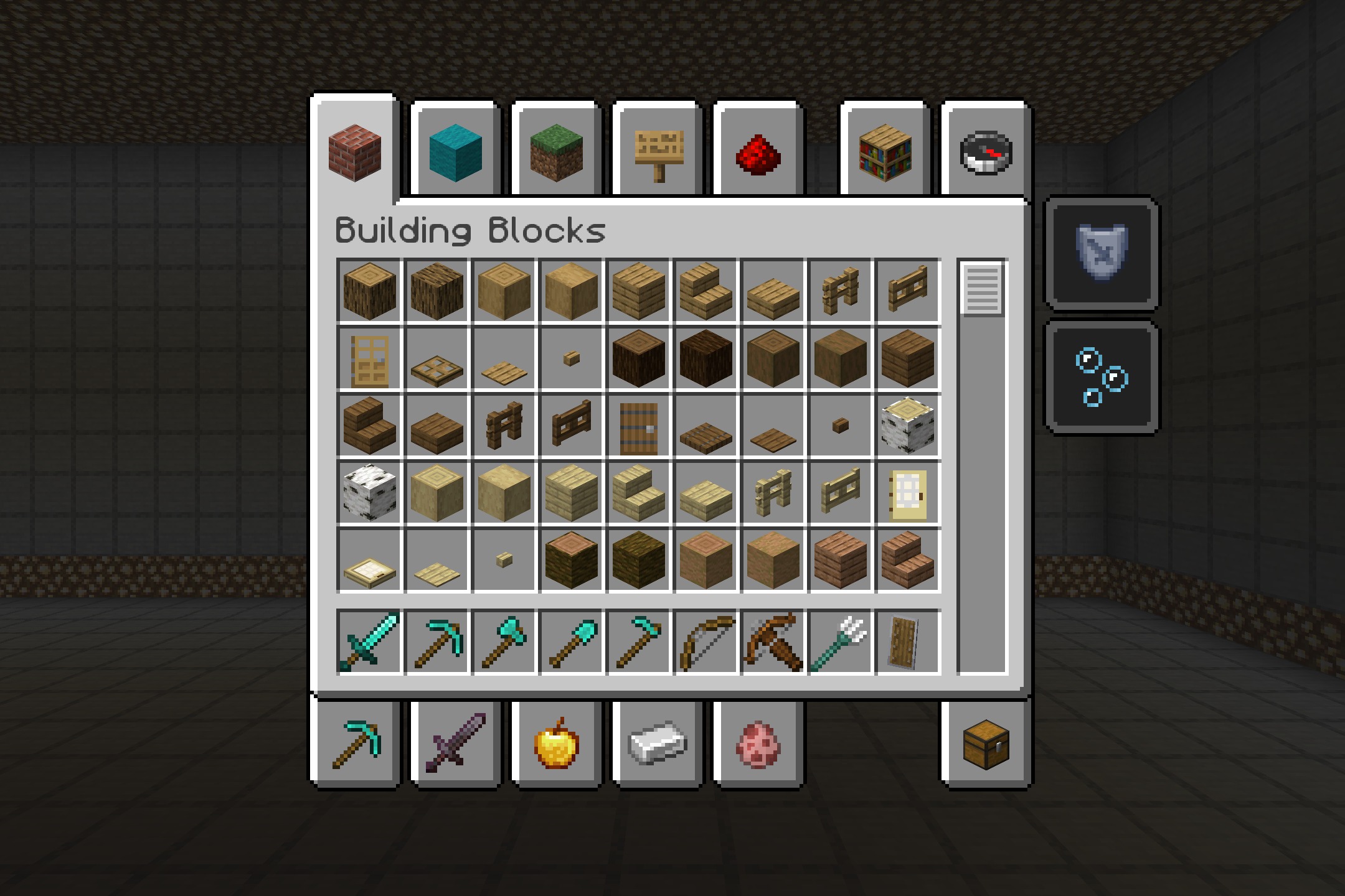 Smooth Font - Heycronus Resource Pack Screenshot 1 Minecraft creative inventory menu showing building blocks with smooth and clear text