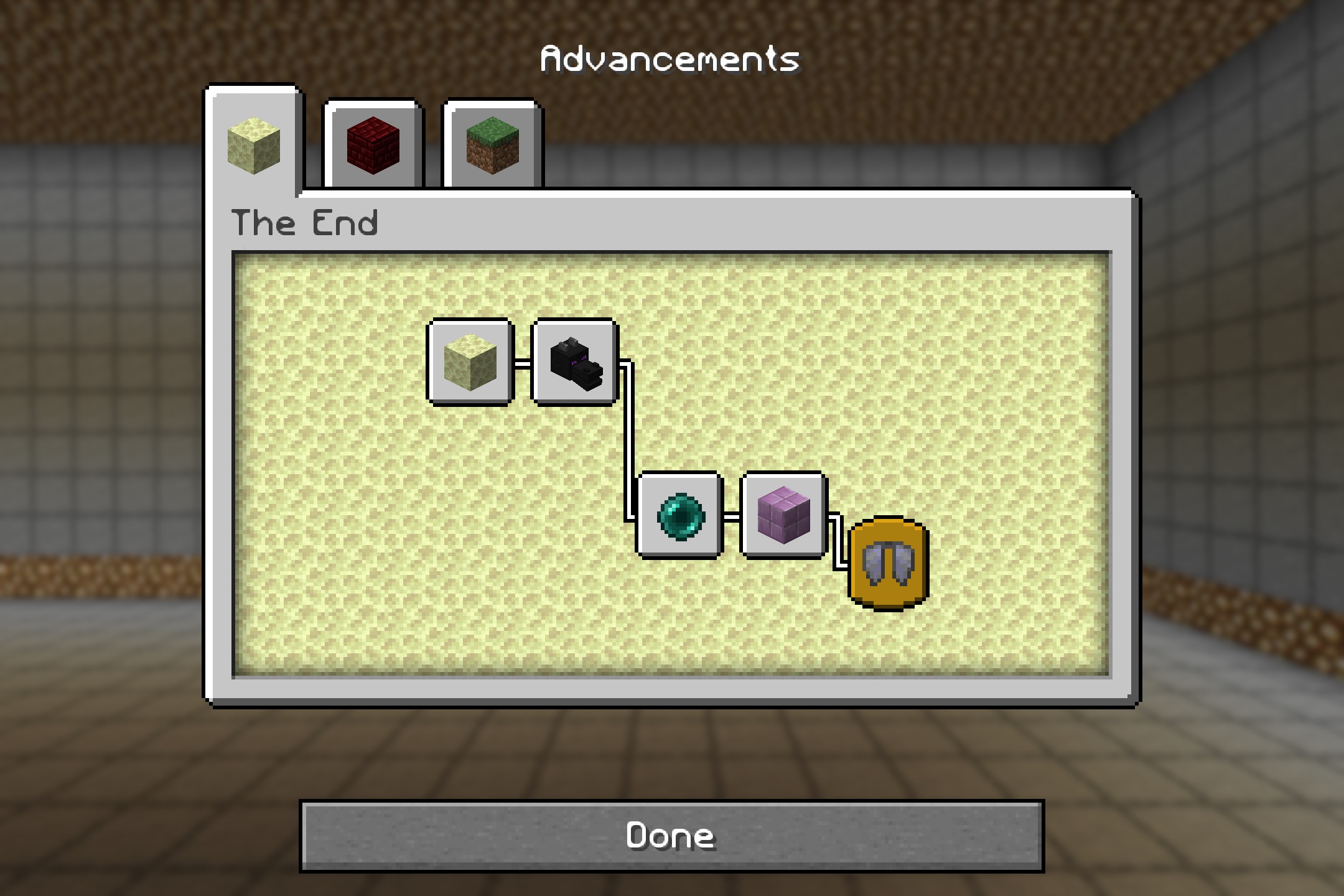 Smooth Font - Heycronus Resource Pack Screenshot 2 The advancements screen showing end game progress with a polished and modern font