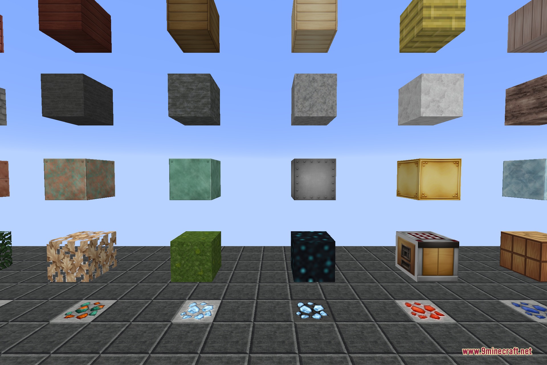 A wall of Soartex Fanver blocks showing the smooth 64x textures