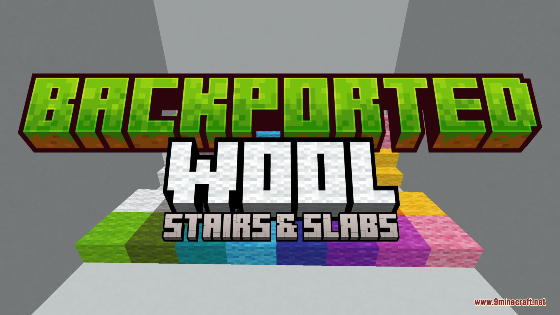 Soft Step Carpentry Mod Screenshot 1 Title screen for the Backported Wool Stairs and Slabs Minecraft mod