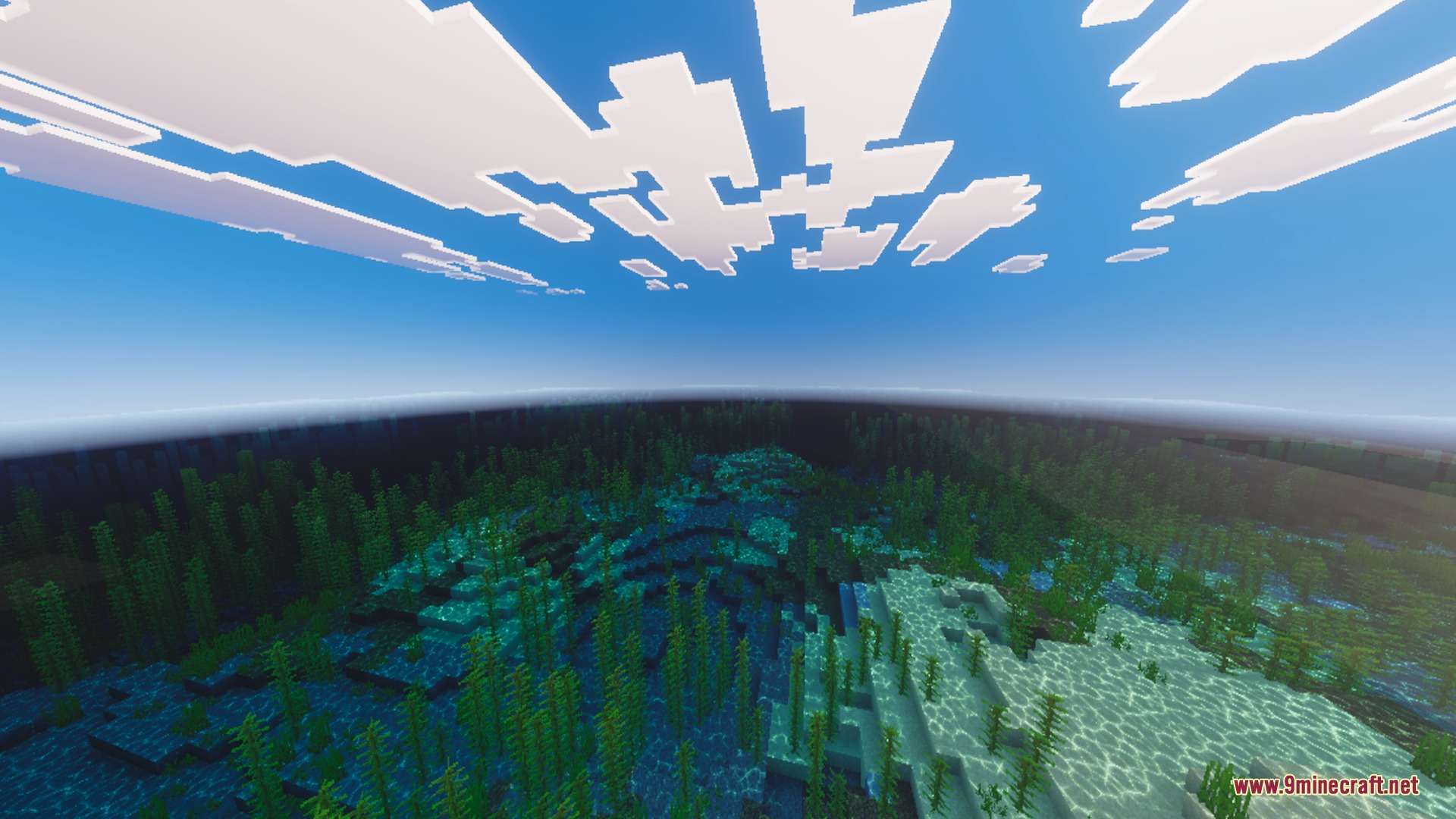 Solaris Visuals Shader Screenshot 4 A bright sunny day over a clear ocean filled with green kelp
