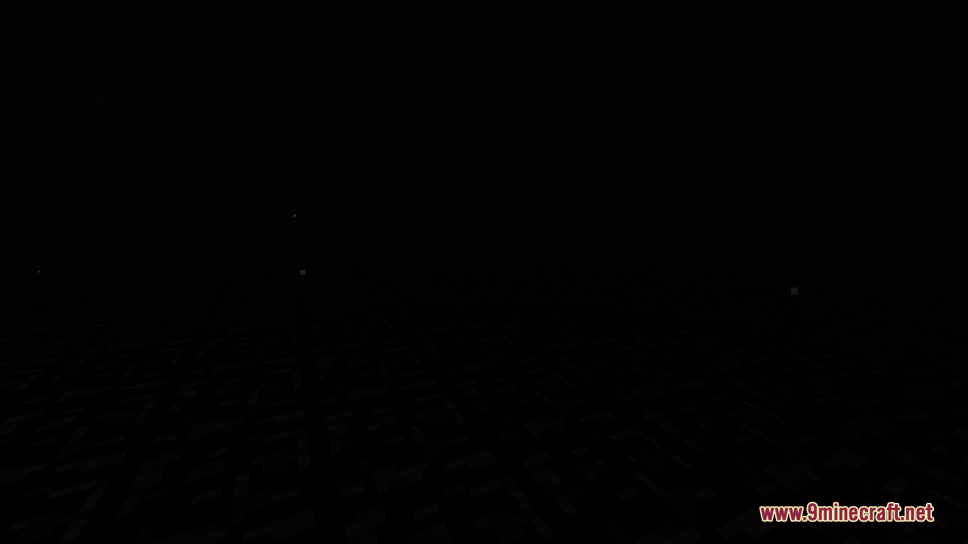An eerie dark room with a faint grid pattern on the floor