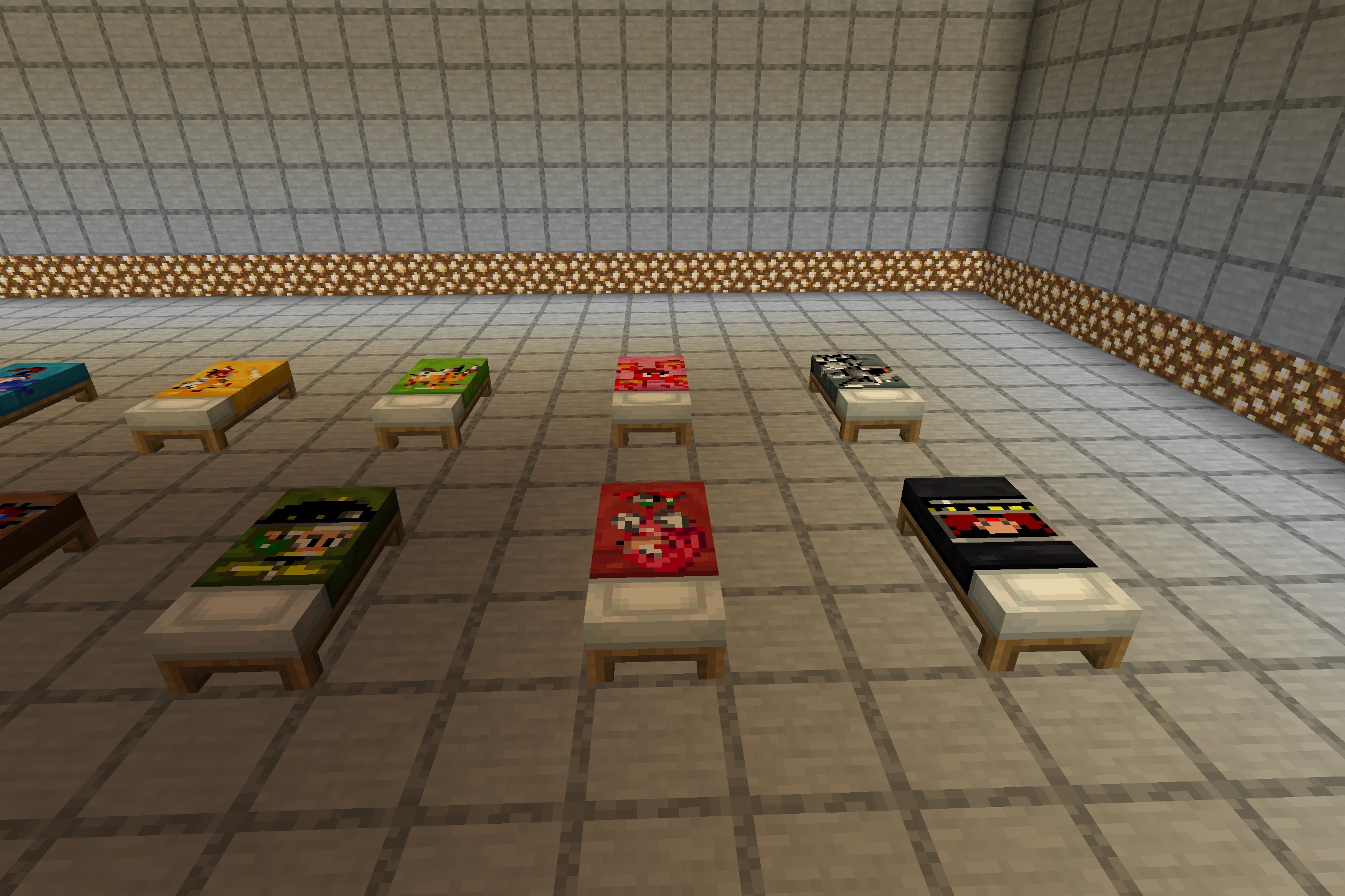 Sonic the Hedgehog Beds Resource Pack Screenshot 3 Multiple beds in a room featuring various Sonic character textures
