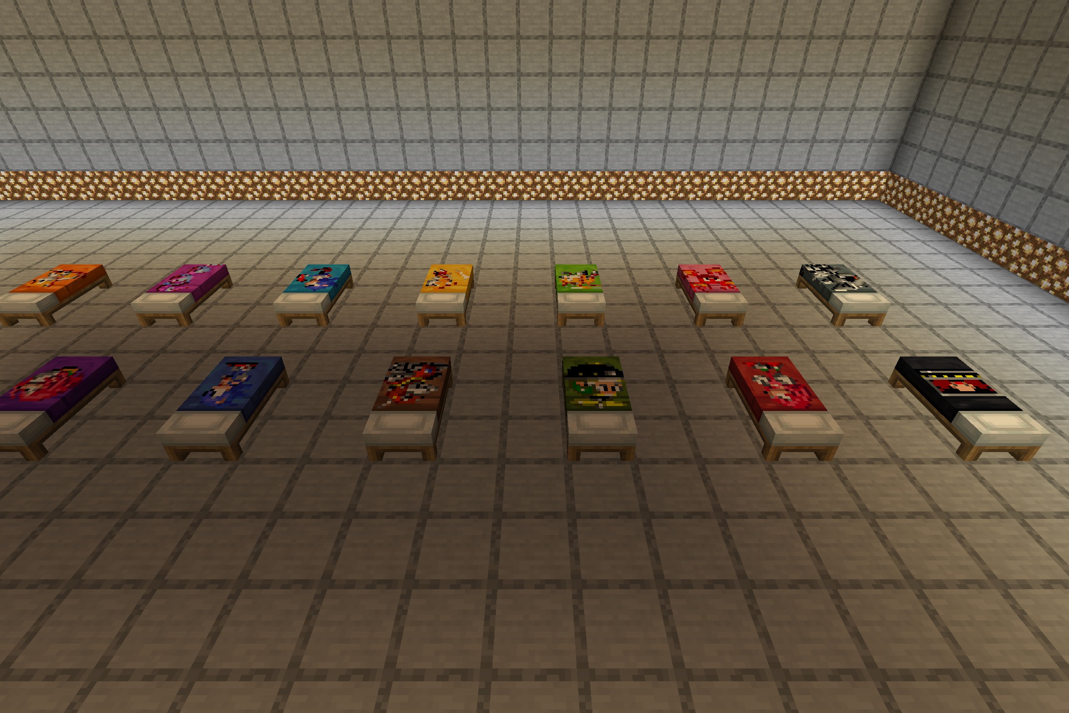 Sonic the Hedgehog Beds Resource Pack Screenshot 8 Multiple beds displaying various classic Sonic character designs in a room