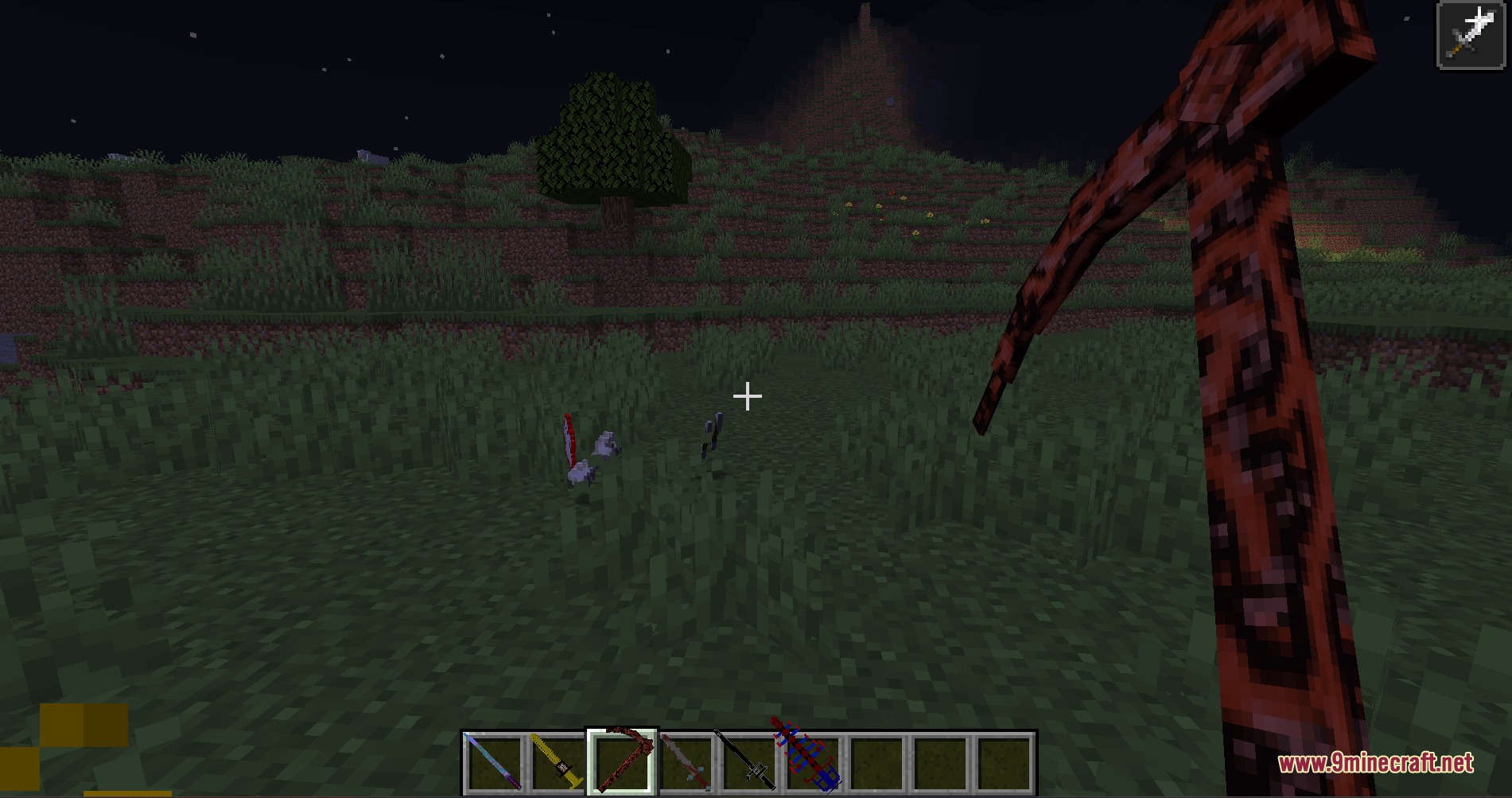 Special Weapons Meme Items Armor Food and More. Mod Screenshot 4 First person view of a player holding a large lava weapon