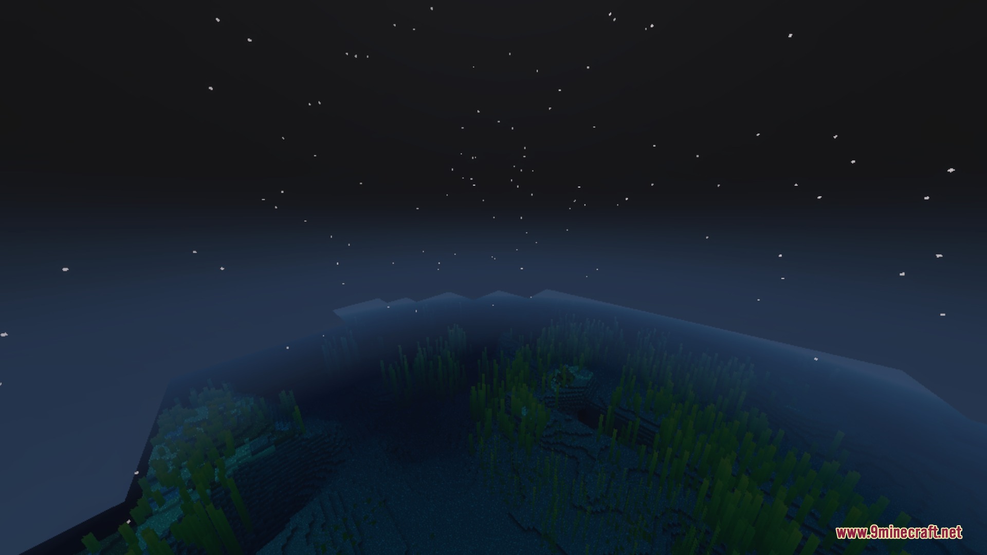 Spectral Horizons Shader Screenshot 3 Underwater view of a dark ocean at night with stars visible above