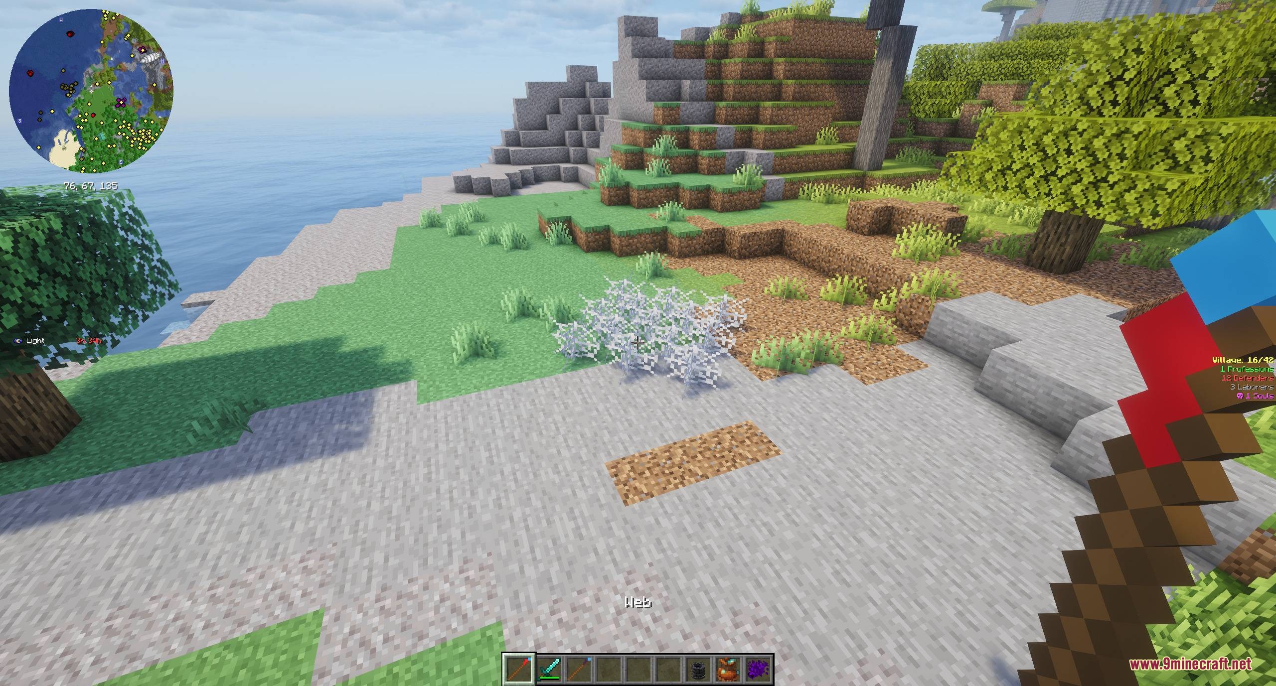 Spells & Spellcrafting Mod Screenshot 4 Player uses a magic wand to cast a web spell on the ground