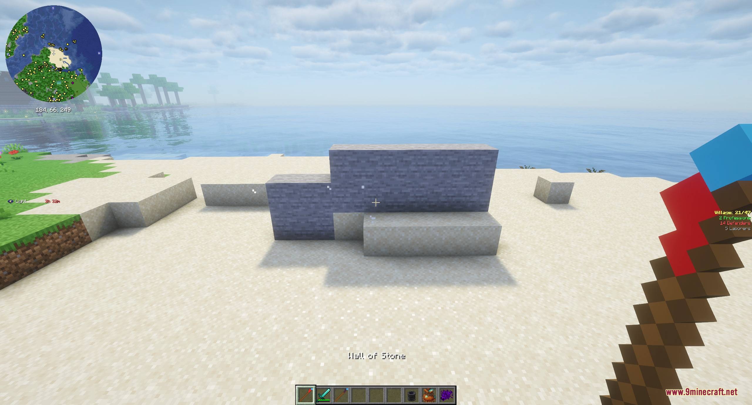 Spells & Spellcrafting Mod Screenshot 6 A player casts a wall of stone spell on a sandy beach