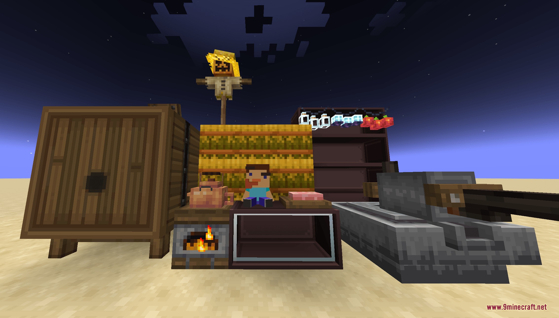 Squareful Skeleton Patch adds blocky textures to modded furniture and blocks