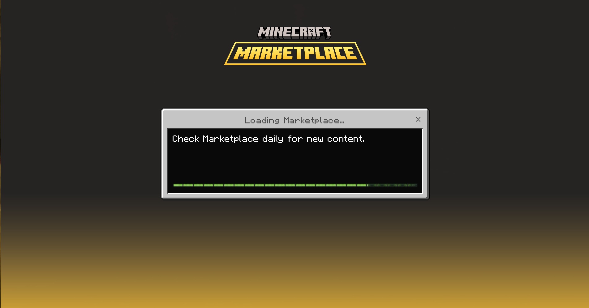 Squid Game - Minecraft Bedrock Edition Map Screenshot 5 The Minecraft Marketplace loading screen shows a progress bar on a dark background