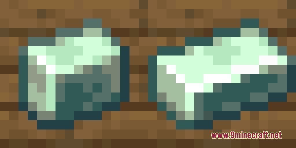 Standardized Ingots Create and More Resource Pack Screenshot 3 Teal ingots displayed with standard vanilla outlines on a wooden background