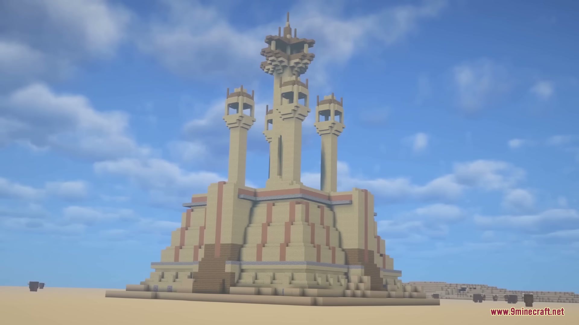 A massive desert temple structure featured in the Star Wars Expansion Mod