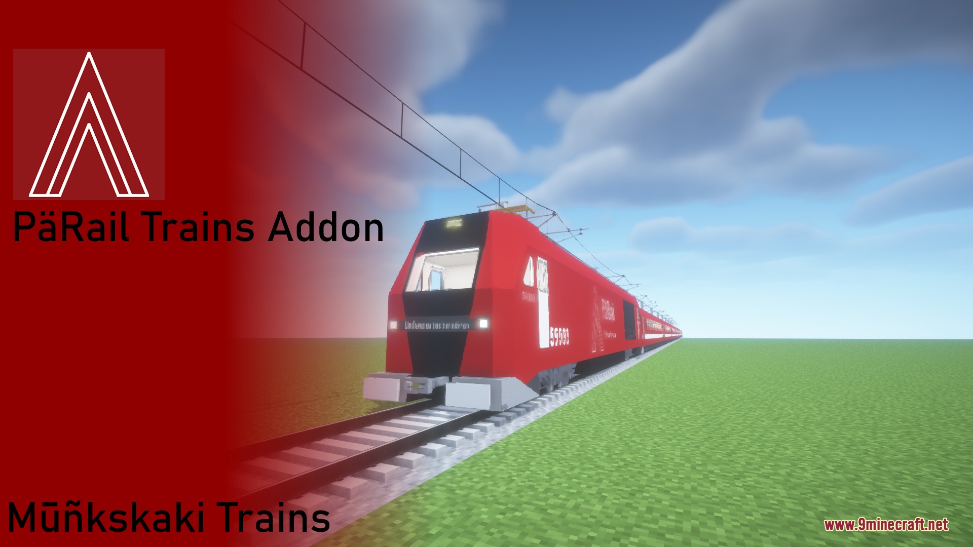 Steel Pulse Transit Resource Pack Screenshot 6 A red electric locomotive traveling along a railway track under a blue sky