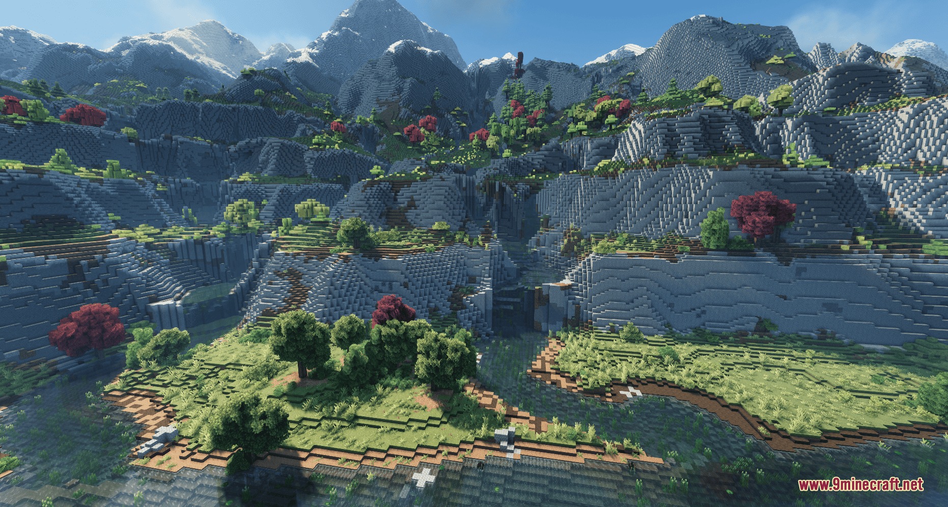 Streams Reflowing Mod Screenshot 1 Streams Reflowing Mod adds realistic rivers that flow naturally through mountain valleys
