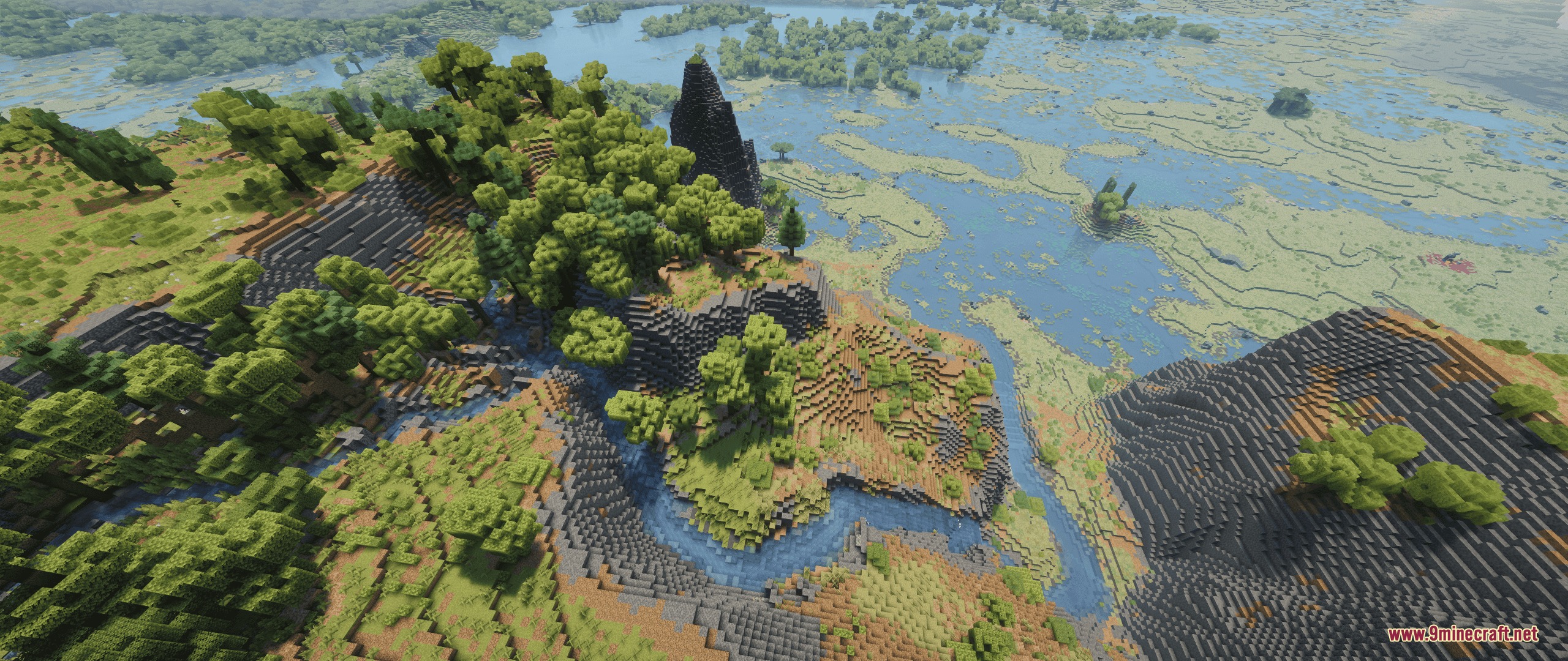 Streams Reflowing Mod Screenshot 3 A realistic winding river flows through a lush green forest landscape