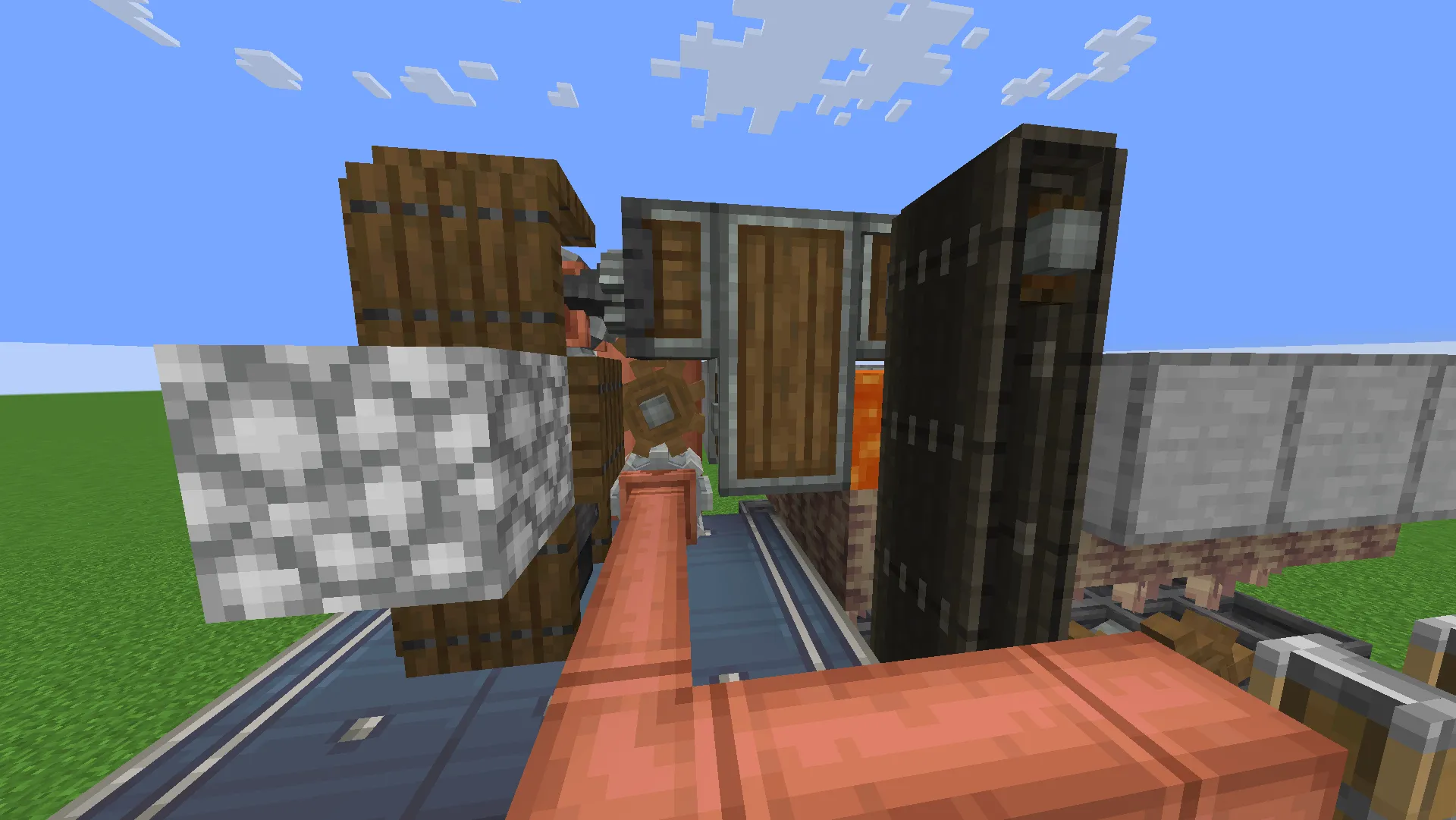 Sturdy Sheets Farm No Input Only Su Schematic Screenshots 2 A mechanical farm structure featuring copper pipes and various industrial components