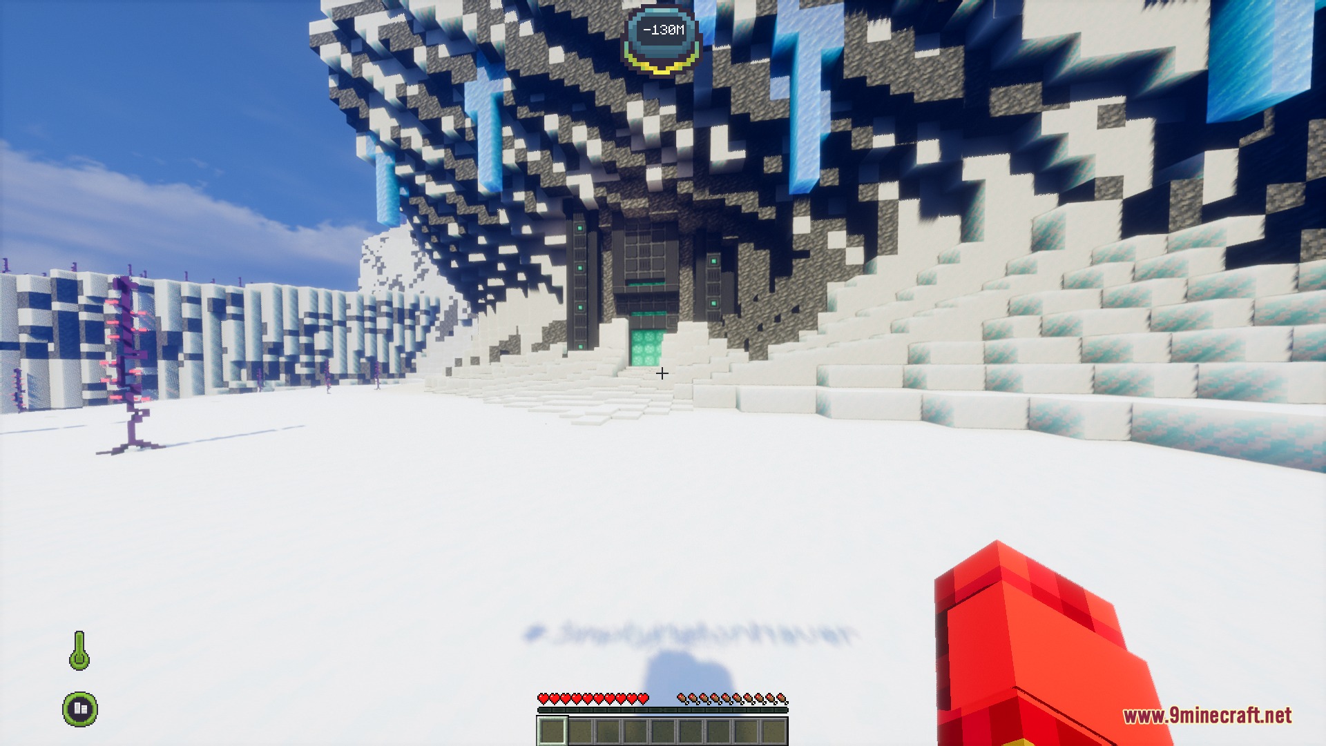 Subnautica After Zero Mod Screenshot 7 A player explores a large precursor facility hidden within a frozen biome