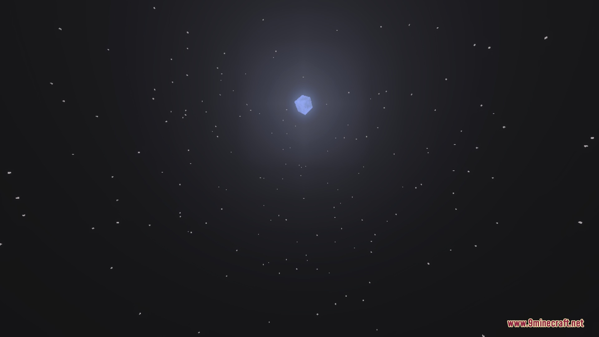 Sun & Moon Path Shader Screenshot 3 A glowing cubic moon shines in the center of a starry night sky