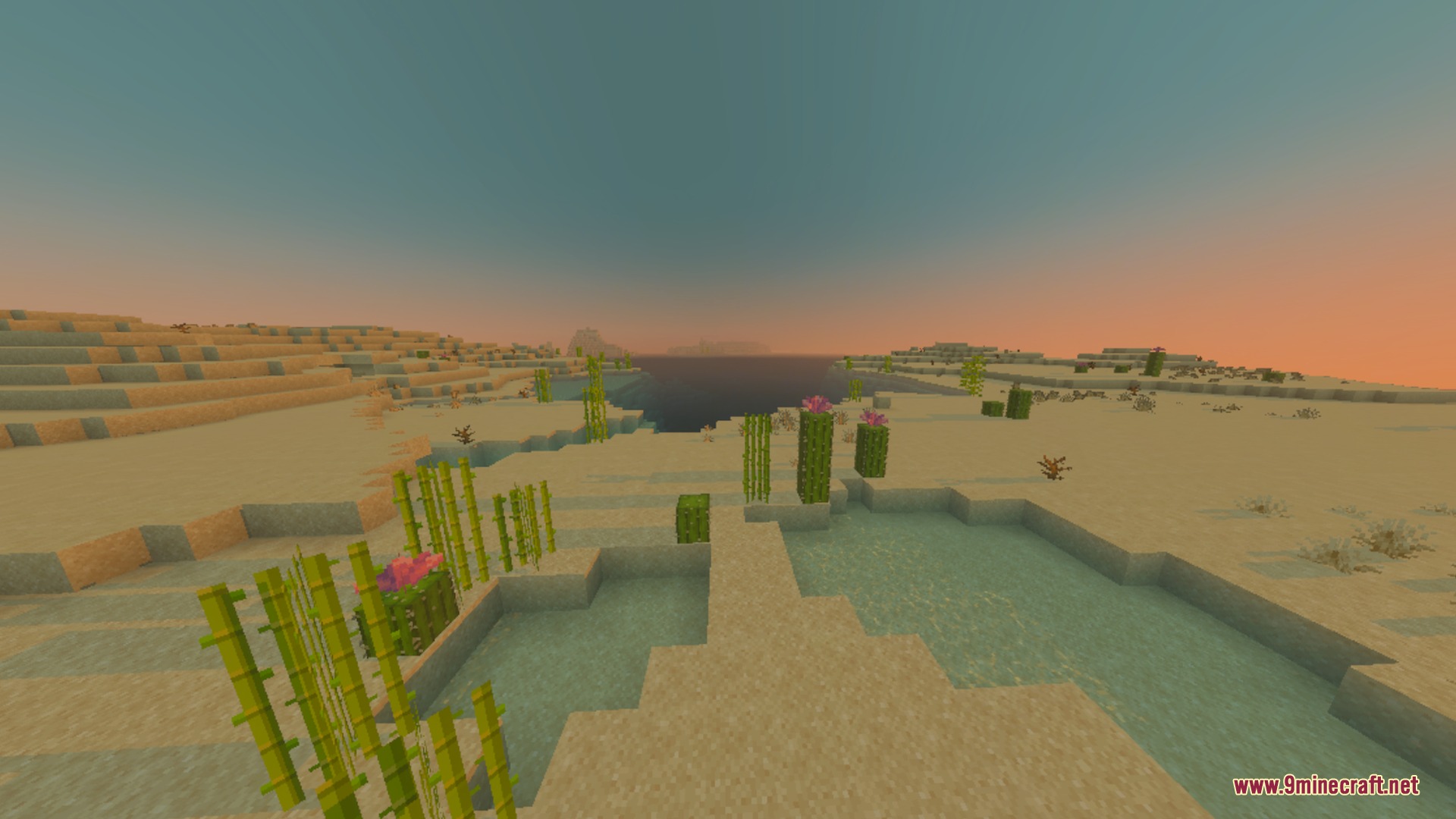 Sun & Moon Path Shader Screenshot 8 Sun and Moon Path creates a realistic diagonal sunset over a desert biome