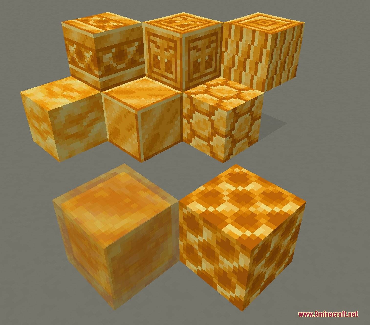 Sundries & Decor Mod Screenshot 7 Sundries and Decor mod features various orange and gold textured building blocks