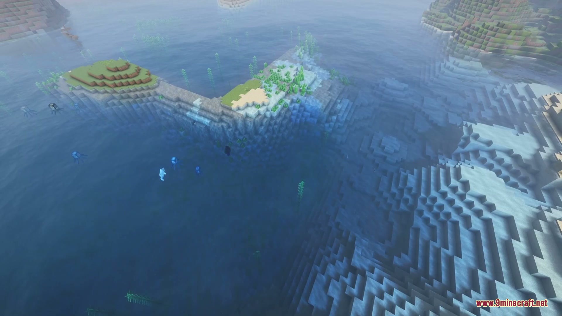Sunken Topography Mod Screenshot 1 Sunken Topography Mod changes water color based on depth to reveal underwater terrain