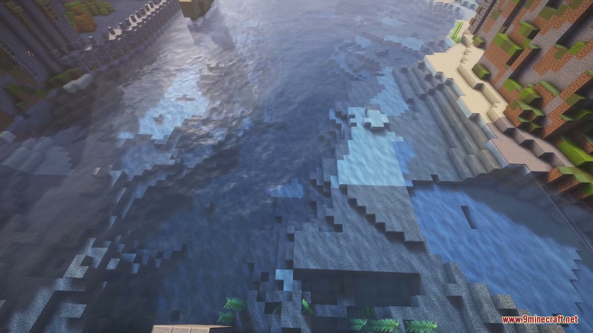 Sunken Topography Mod Screenshot 5 Deep blue water transitions reveal the hidden topography of the Minecraft ocean floor