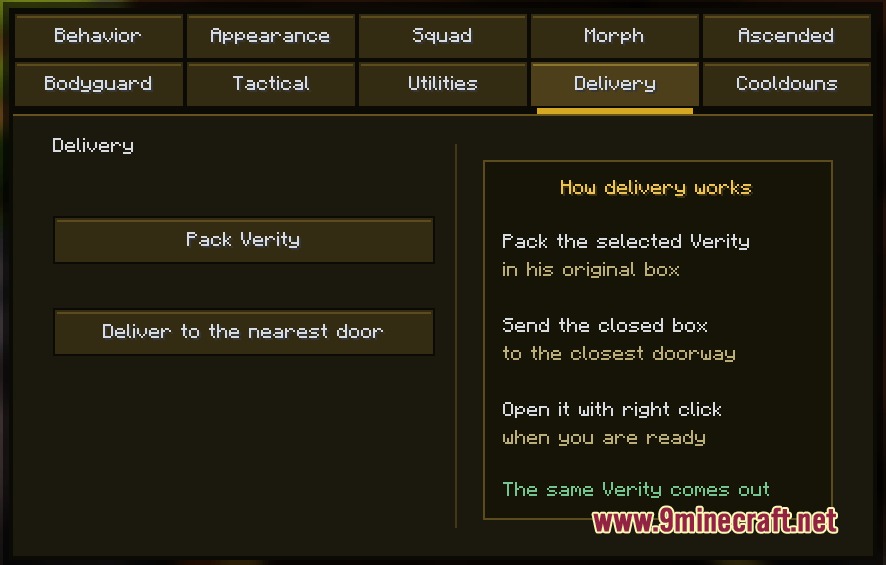 Sunny S OP Panel Mod Screenshot 2 A Minecraft interface for packing and delivering a mob to a door