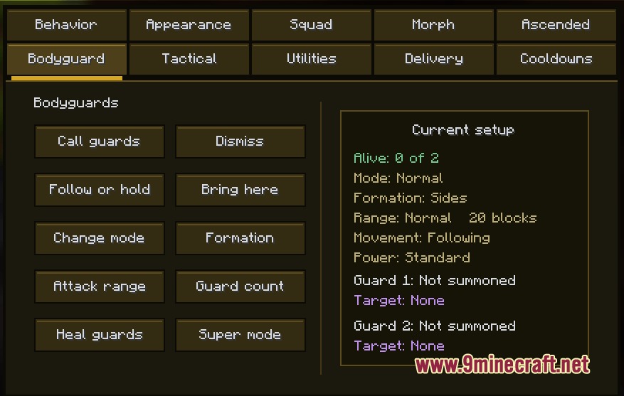 Sunny S OP Panel Mod Screenshot 4 The Sunny S OP Panel Mod bodyguard menu for managing personal guards