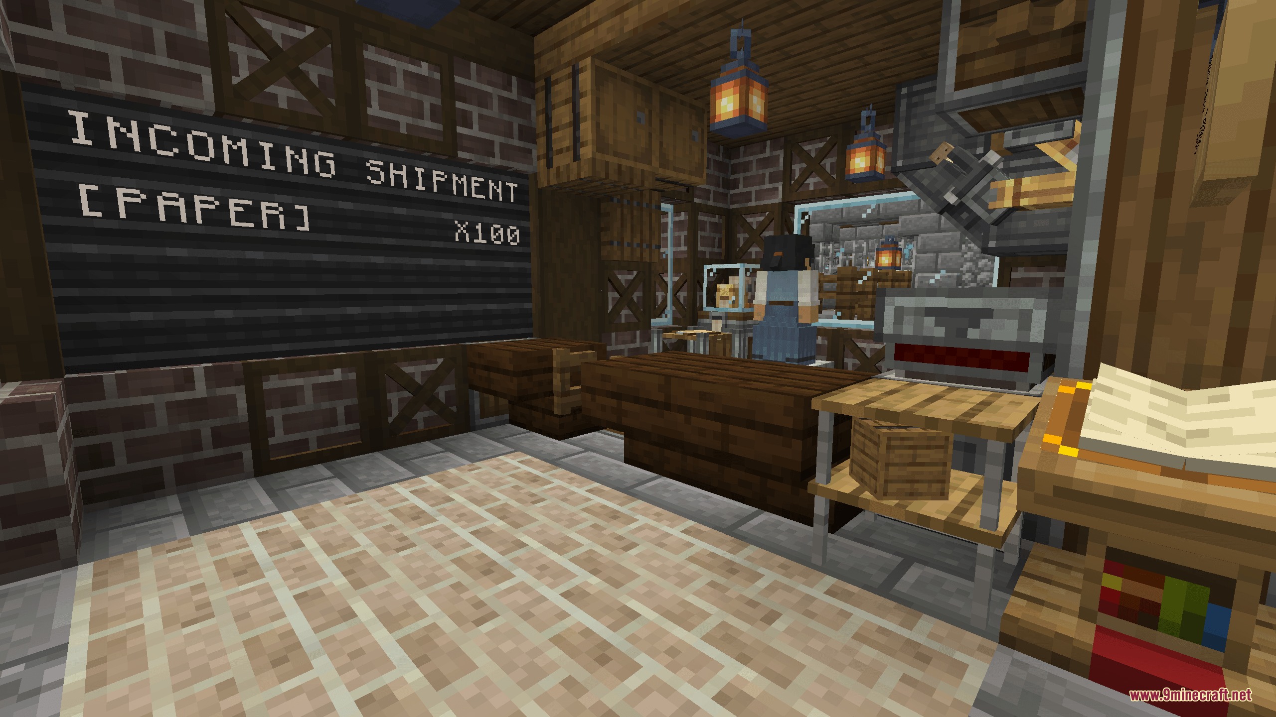 Stock Keeper building displaying incoming paper shipments on a large wall board