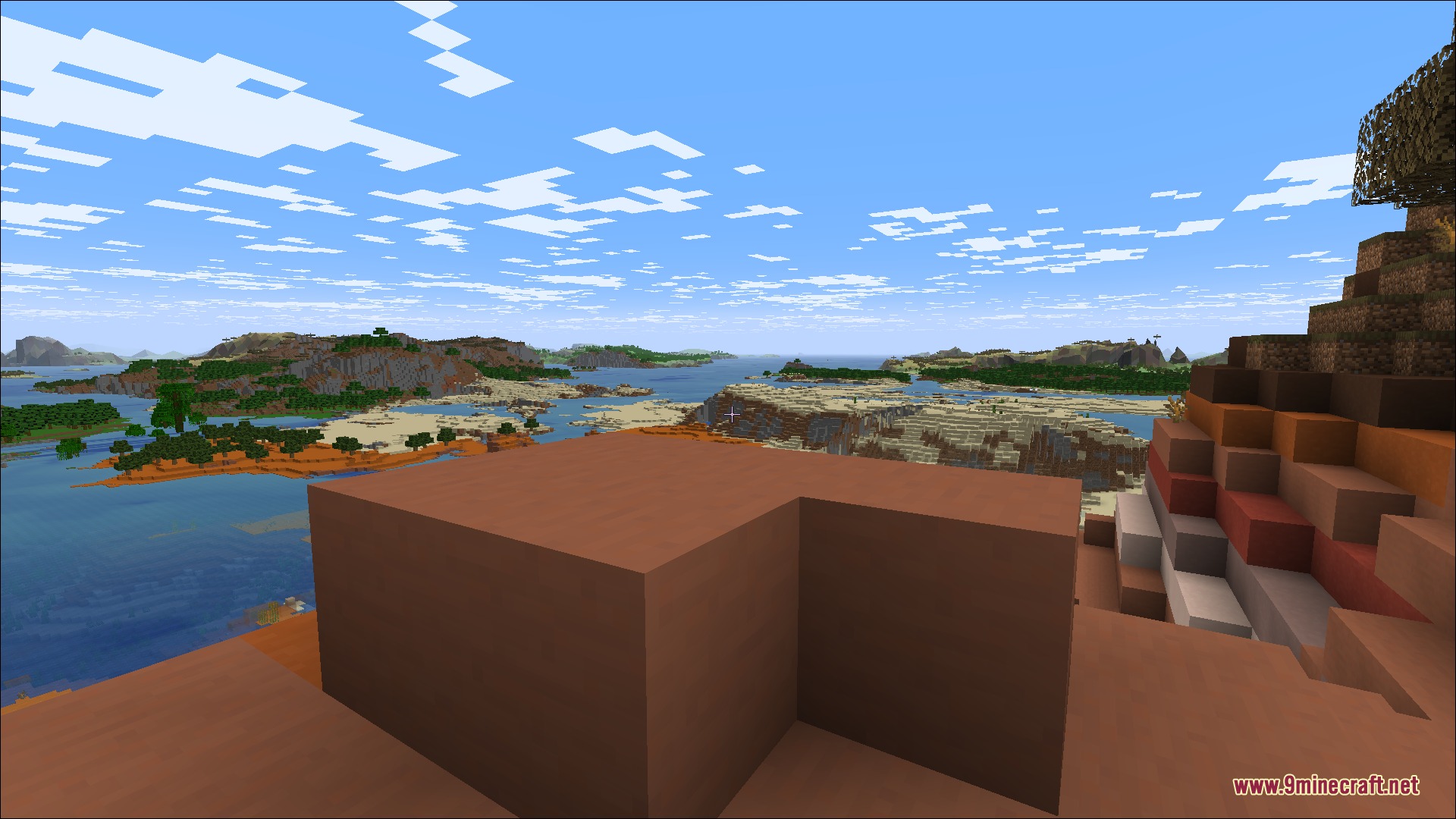 Swift Horizon Vistas Mod Screenshot 2 Looking out from a terracotta cliff towards distant green islands and blue water