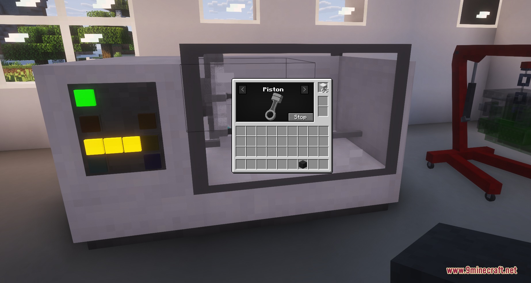 The lathe machine interface showing a piston being manufactured for vehicle parts