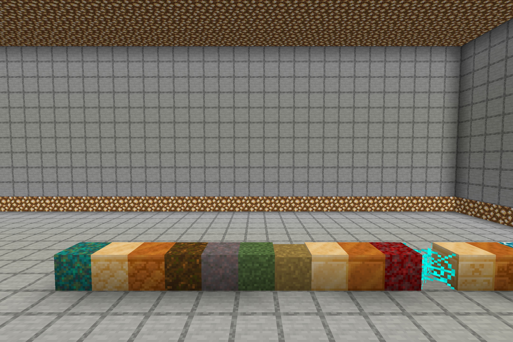 SwiftBoost PvP Resource Pack Screenshot 1 A row of Minecraft blocks with a bright blue particle effect