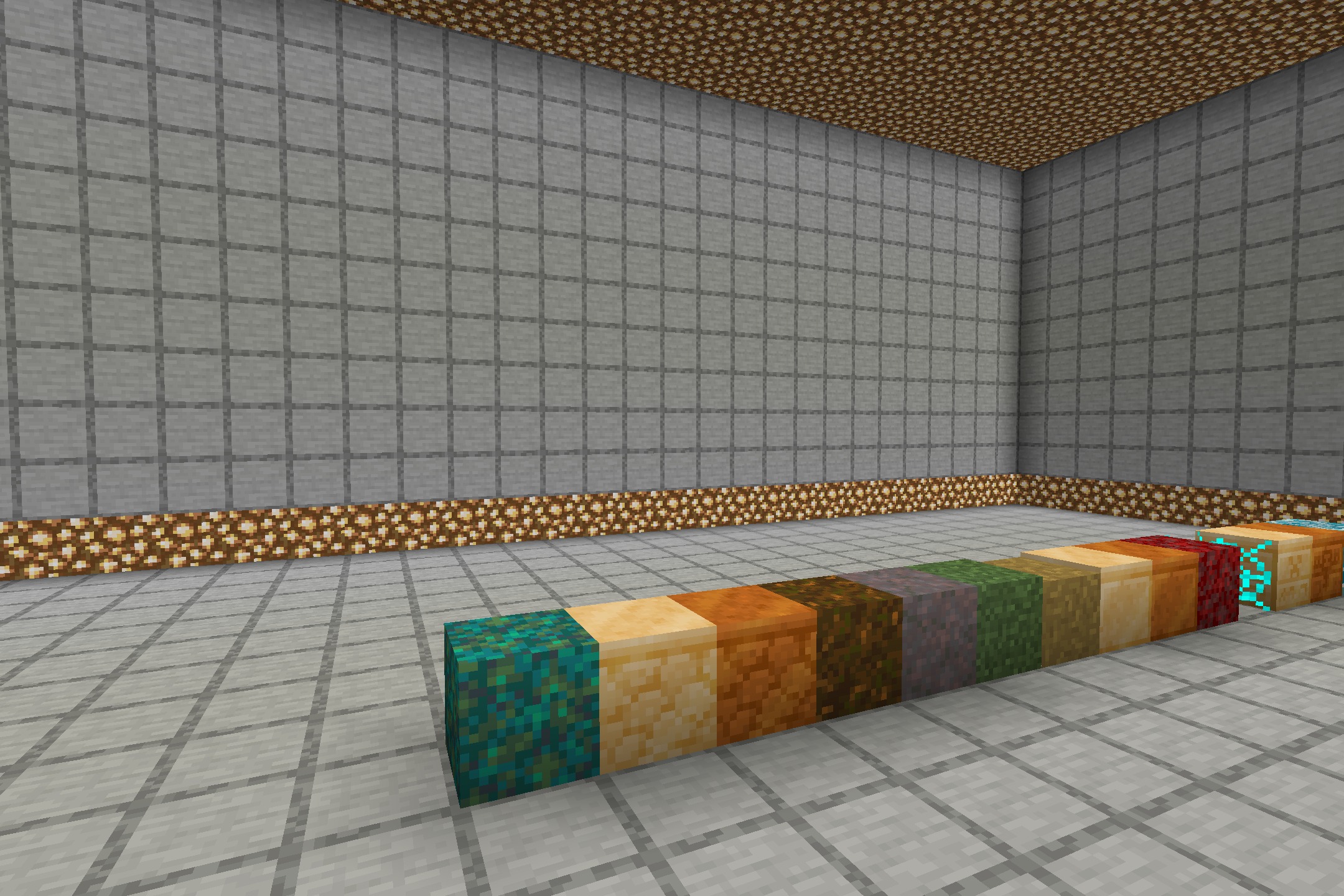 SwiftBoost PvP Resource Pack Screenshot 3 Various Minecraft blocks displayed on a clean tiled stone floor surface