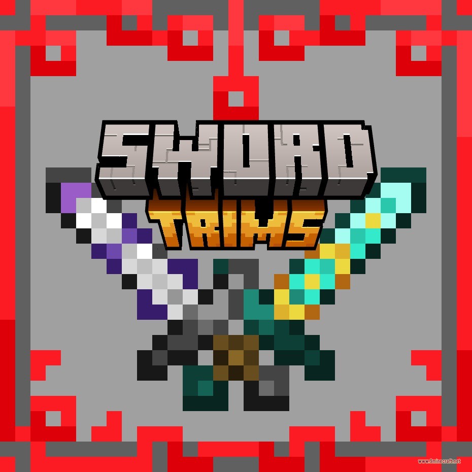 Promotional banner for the Sword Armor Trims data pack in Minecraft