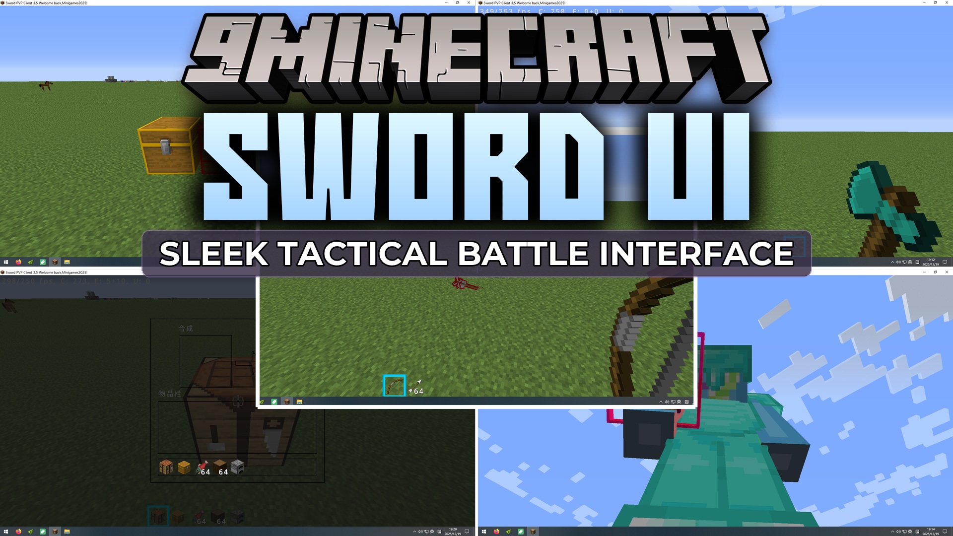Sword UI Resource Pack (1.8.9) – Clean PvP Interface with Shorter Weapons