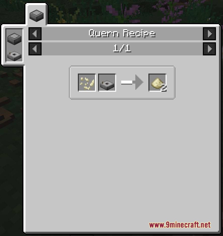 TFC Artisanal Mod Screenshot 1 TFC Artisanal mod interface showing a quern recipe for grinding wheat into flour