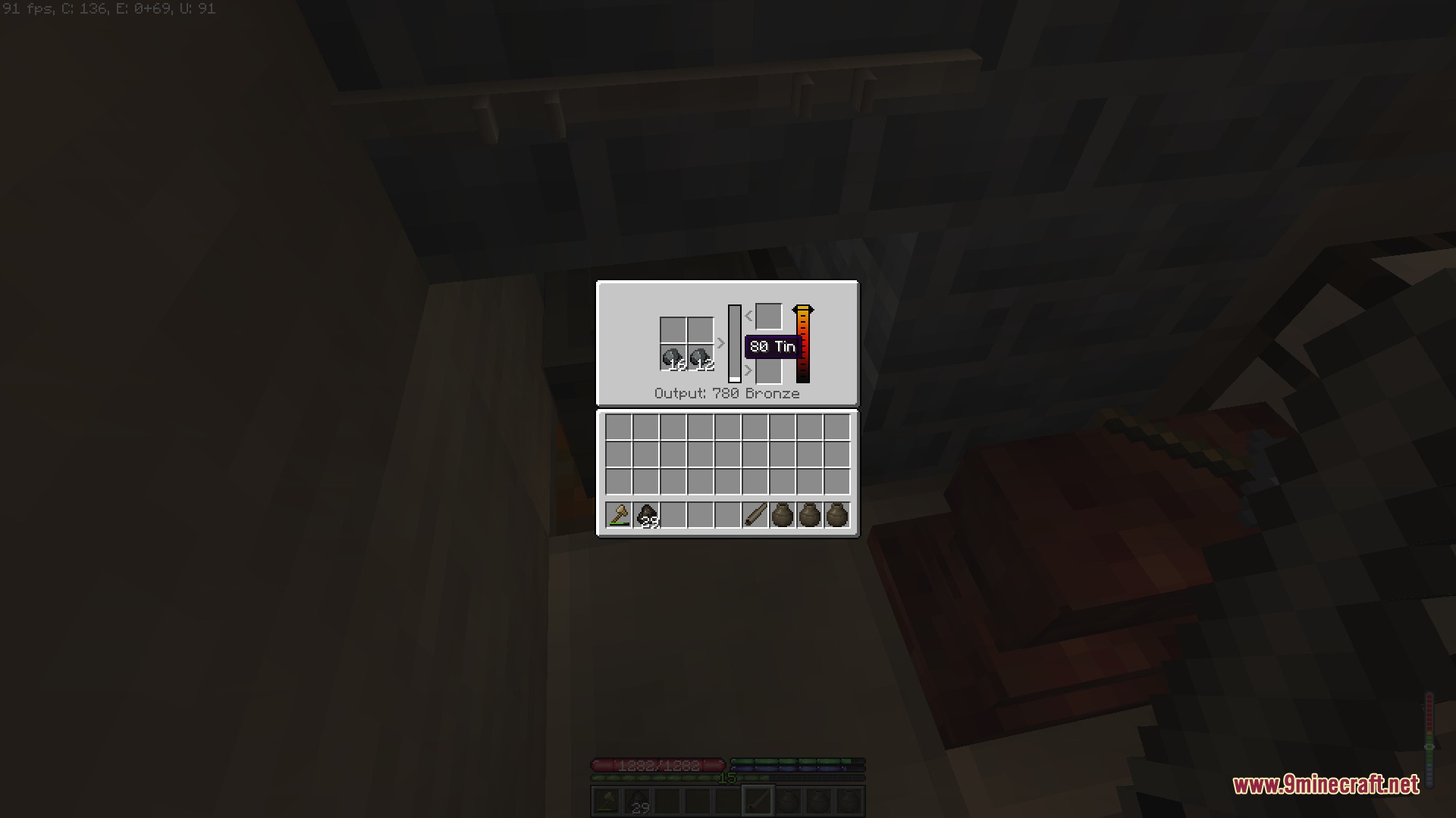 TFC Plus Bids Mod Screenshot 6 A player views the amount of tin and the resulting bronze output total