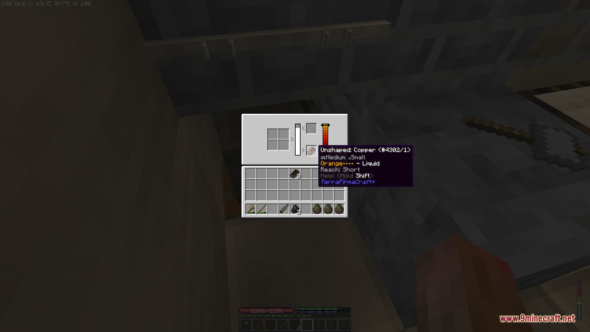 TFC Plus Bids Mod Screenshot 8 Liquid copper melting at high temperature inside a TFC Plus Bids crucible