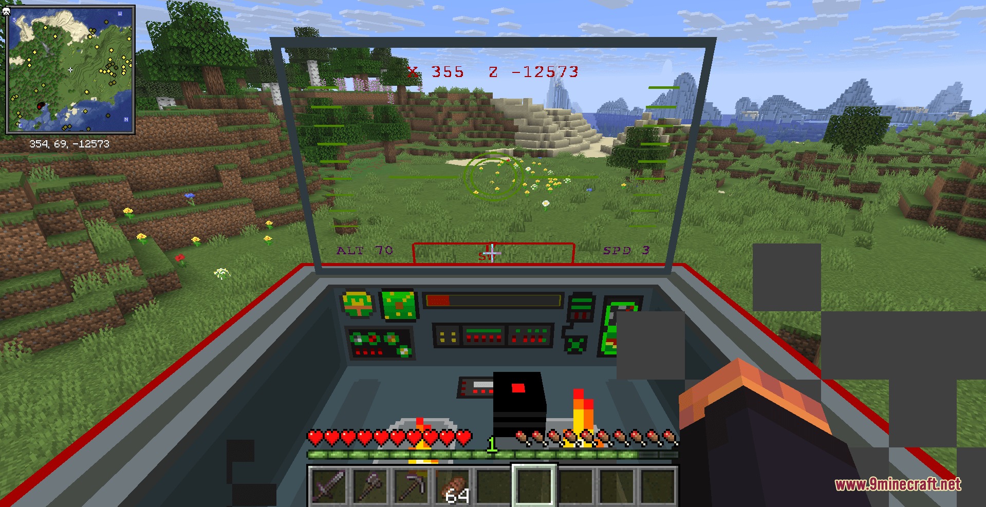 Pilot sitting in a THX Helicopter Mod Remastered cockpit looking at land