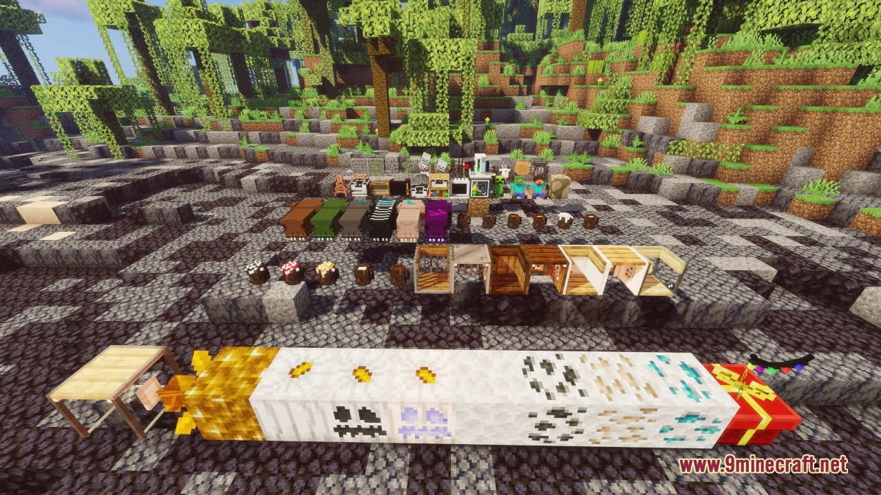 TLOTD Mod Screenshot 4 Modern technology blocks like computers and televisions displayed in a jungle